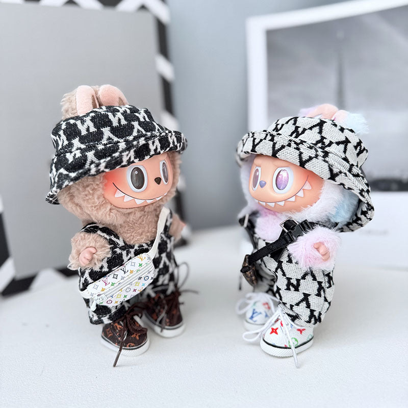 The first, second and third generation Labubu clothes pendant Labubu sitting baby clothes NY overalls sports suit is trendy and cute
