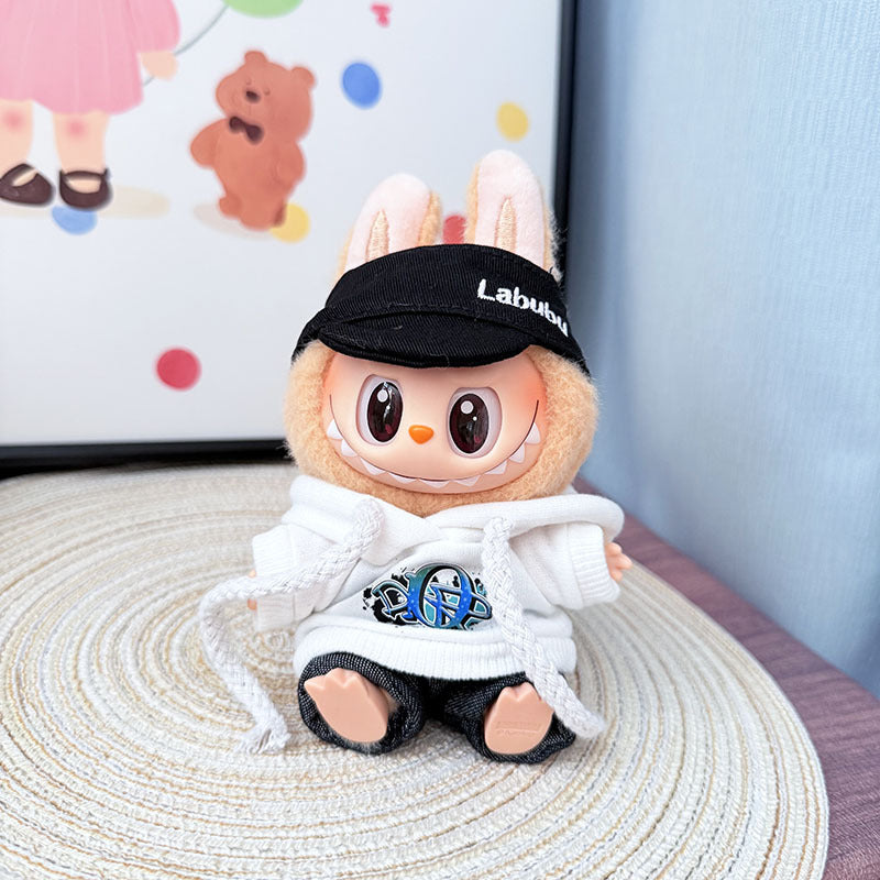 The first, second and third generation keychain Labubu clothes pendant Labubu baby clothes trendy hooded sweater set is cute.