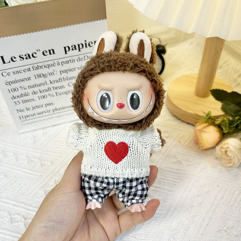 17Cm blind box rabub sweater pants macaron labubu pendant doll knitted sweater new year sweater cute