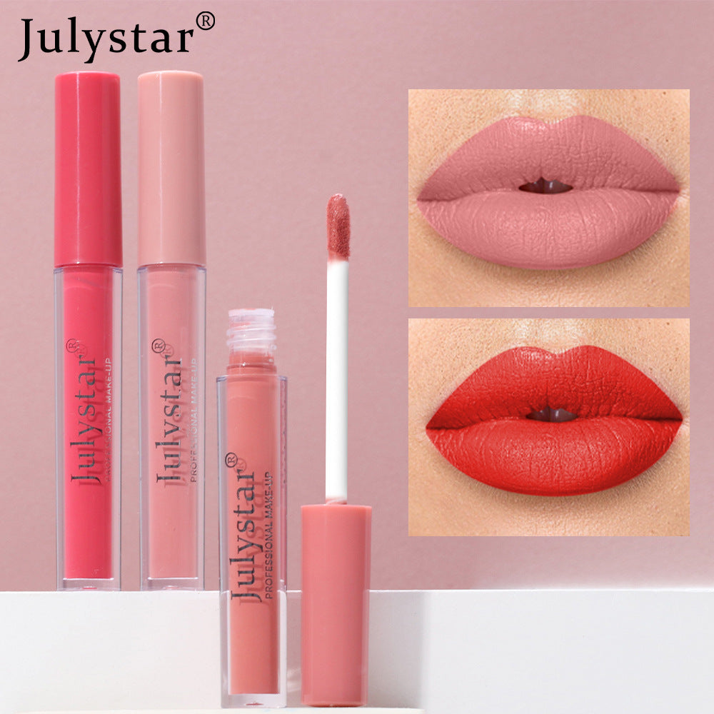 Cross-border makeup matte lipstick women's long-lasting non-fading non-stick cup nude matte fine tube lip glaze