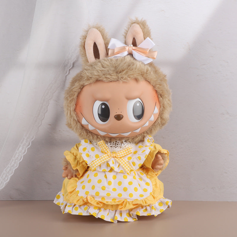 38Cm Labubu vinyl plush doll clothes for Labubu doll clothes striped animal shirt set cute