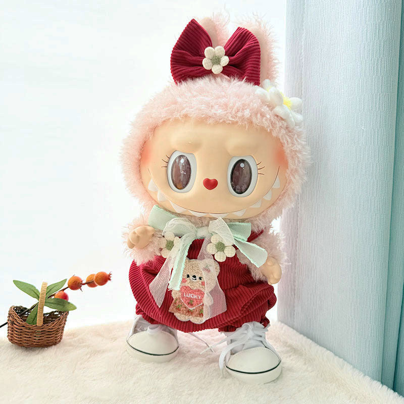 38Cm Labubu plush doll clothes for Labubu doll clothes MOKOKO sweetheart spring overalls