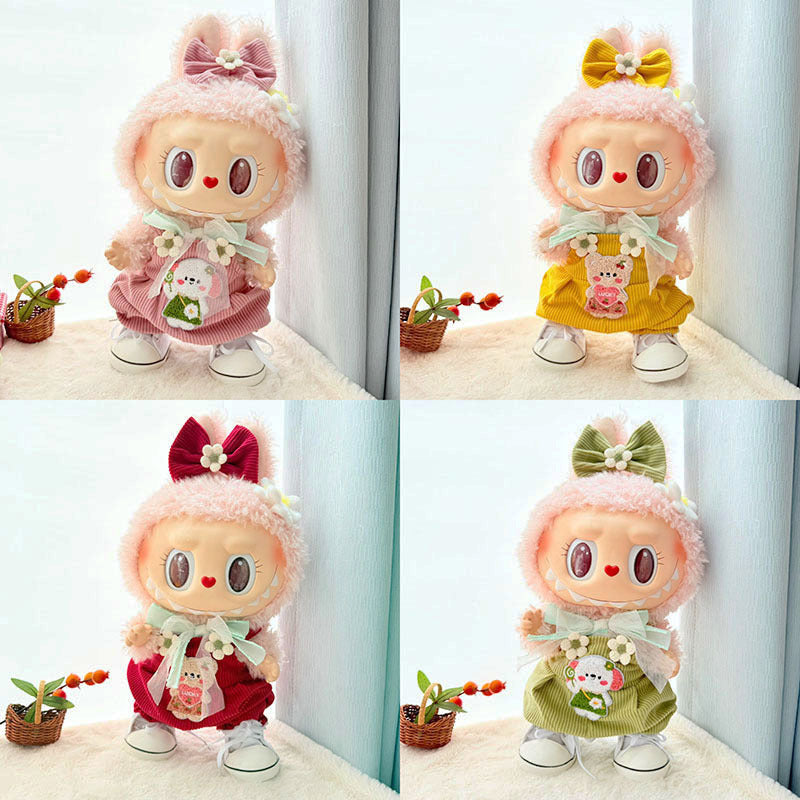 38Cm Labubu plush doll clothes for Labubu doll clothes MOKOKO sweetheart spring overalls