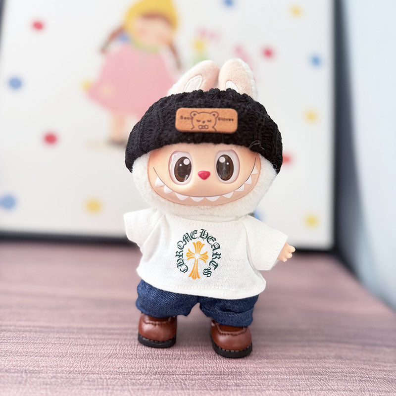 The first, second and third generation keychain Labubu clothes pendant Labubu baby clothes cool street style suit cute