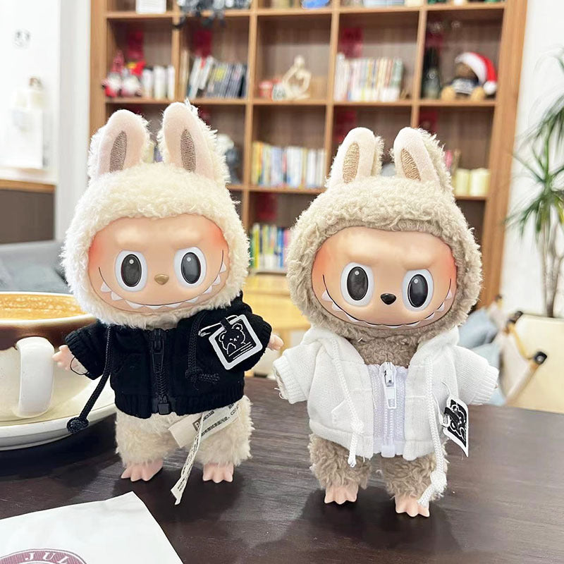17Cm blind box rabub for stylish zipper shirt cool zipper sweater labubu pendant clothes cute