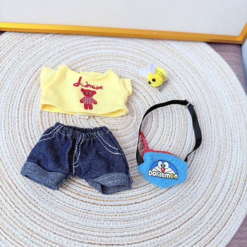 The first, second and third generation Labubu clothes pendant Labubu sitting party baby clothes bee robot cat suit is cute and cute