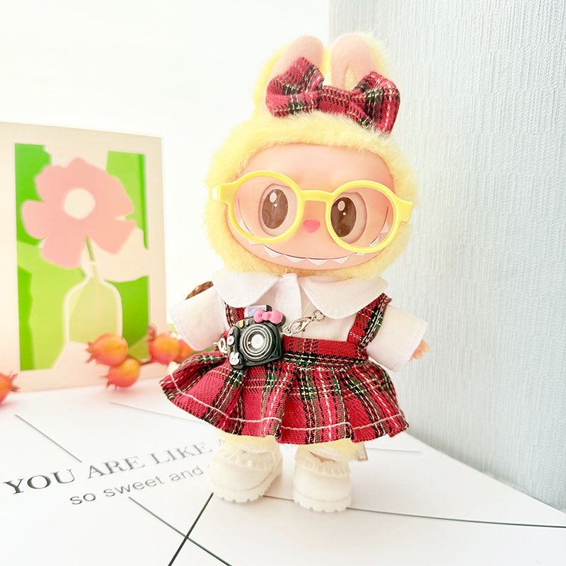 17Cm Labubuwa clothes LABUBU blind box sitting party one two three generations cute sweetheart Sugra dress cute