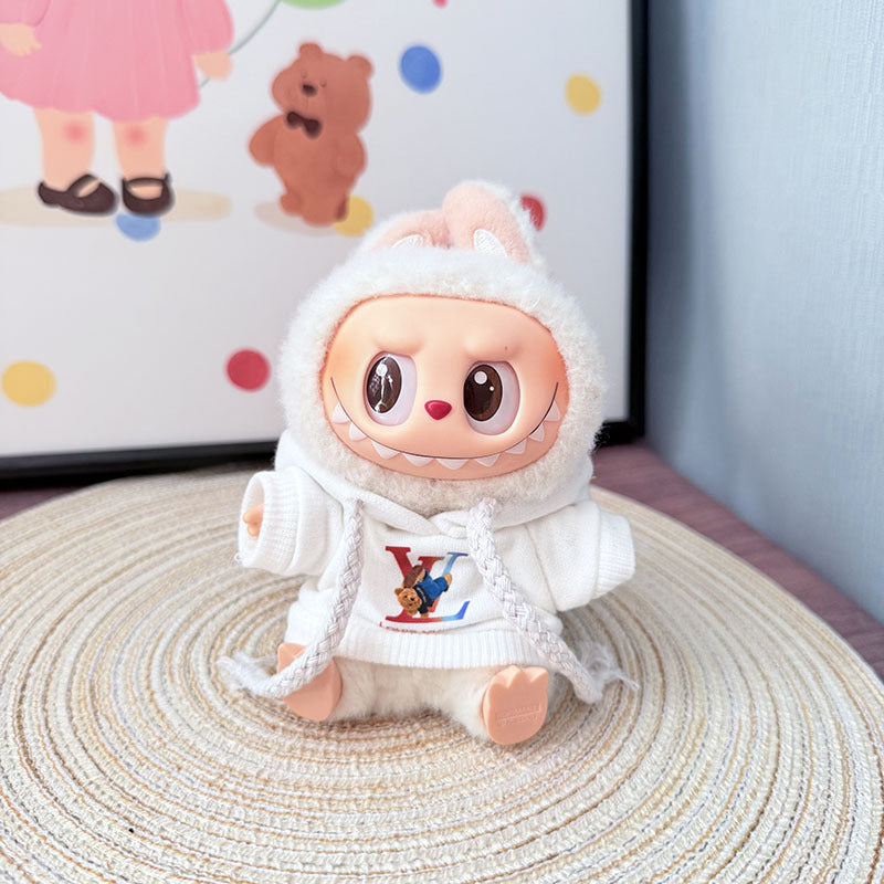The first, second and third generation keychain Labubu clothes pendant Labubu baby clothes trendy sweater overalls set is cute.