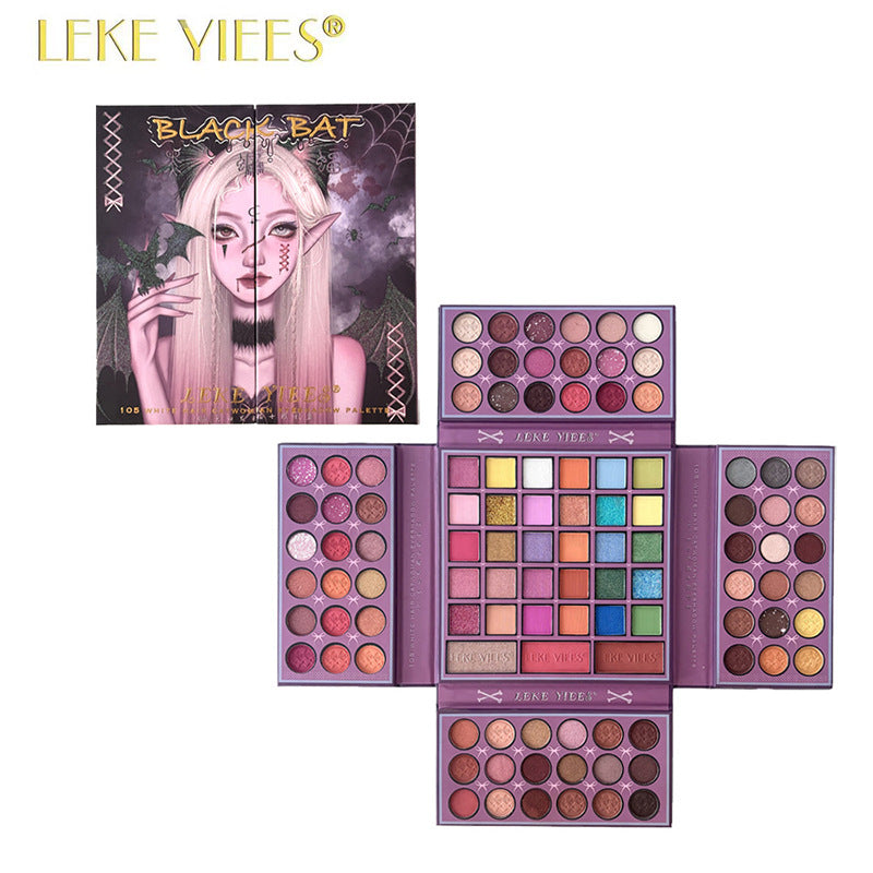105-Color eyeshadow disc, four-layer folded model, beaded matte eyeshadow-highlight blush integrated disc