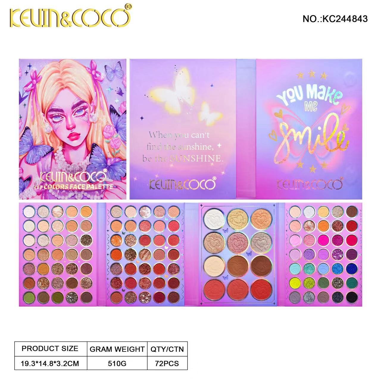 105-Color eyeshadow disc, four-layer folded model, beaded matte eyeshadow-highlight blush integrated disc