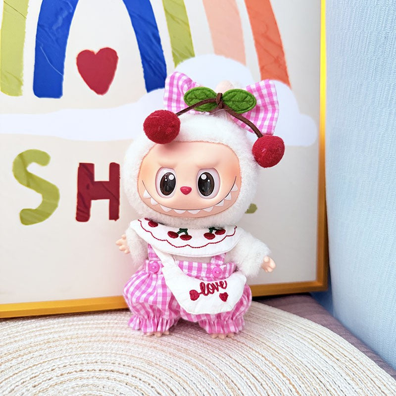 The first, second and third generation keychain Labubu clothes pendant Labubu baby clothes trendy sweater overalls set is cute.