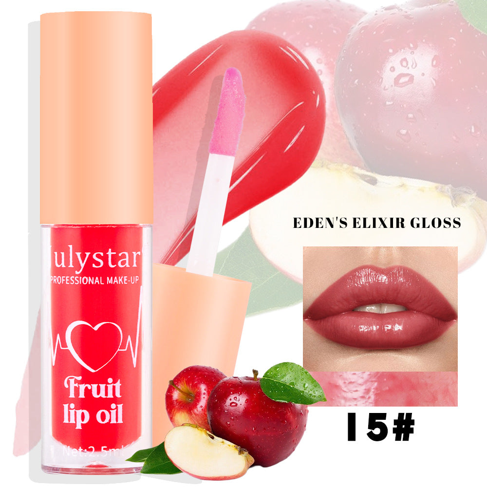 Julystar 20 Color Fruit Lip Glaze Water Light Transparent Moisturizing Moisturizing Temperature Variable Pearlescent Lip Oil