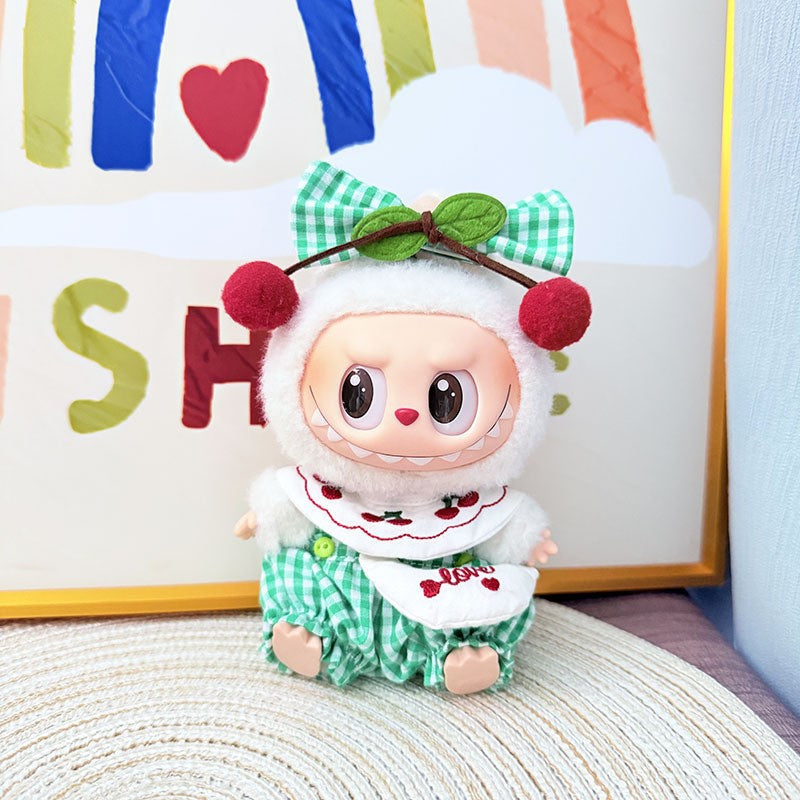 The first, second and third generation keychain Labubu clothes pendant Labubu baby clothes trendy sweater overalls set is cute.