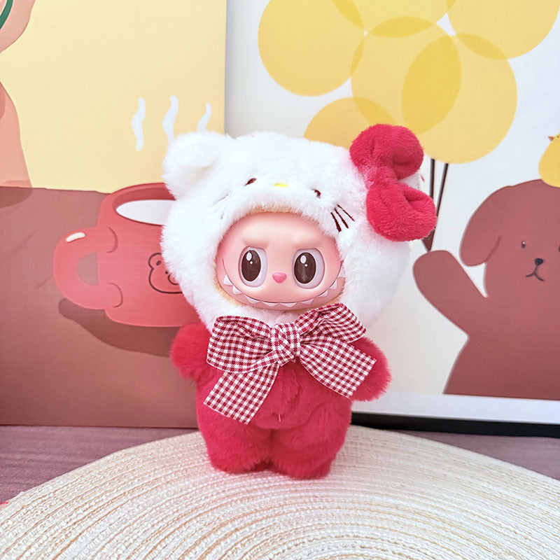 The first, second and third generation keychain Labubu clothes pendant Labubu baby clothes trendy sweater overalls set is cute.