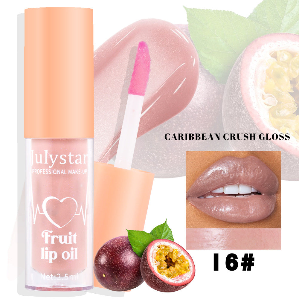 Julystar 20 Color Fruit Lip Glaze Water Light Transparent Moisturizing Moisturizing Temperature Variable Pearlescent Lip Oil