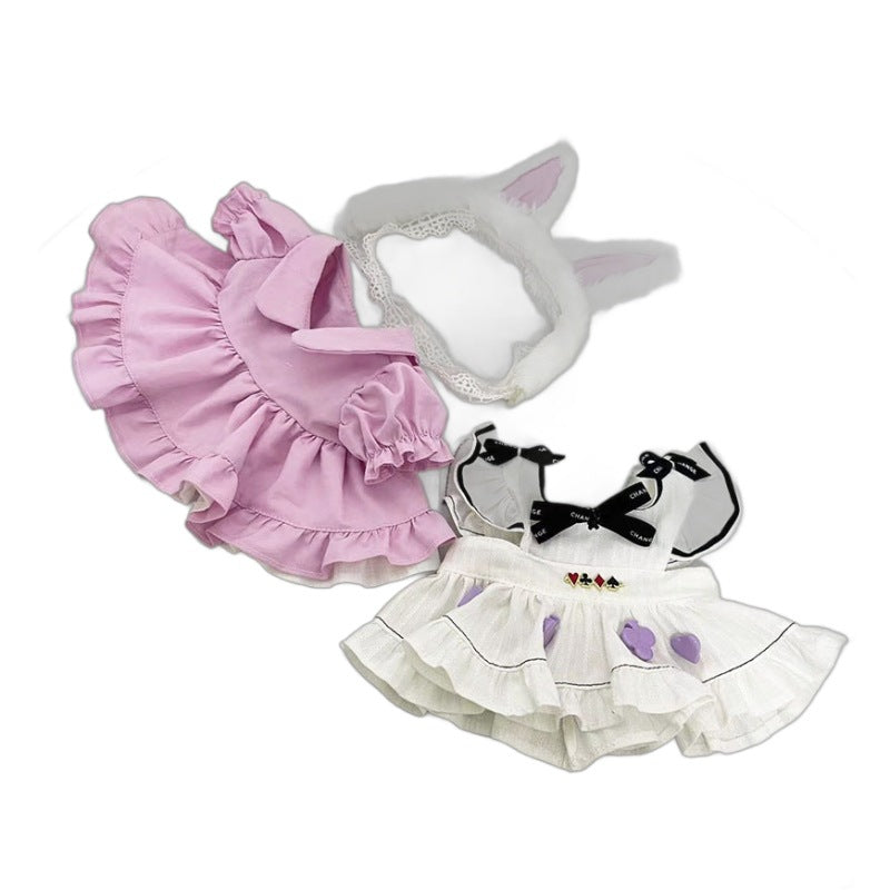 38Cm rabub vinyl plush doll clothes for rabbit ears Alice skirt labubu doll skirt cute