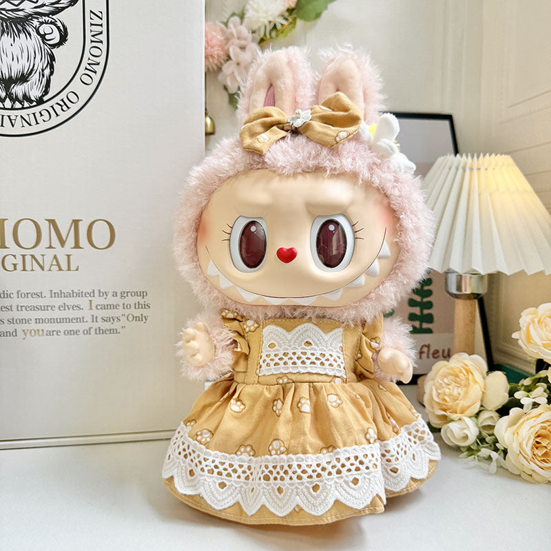 38Cm Labubu plush doll clothes for Labubu doll clothes MOKOKO sweetheart spring overalls