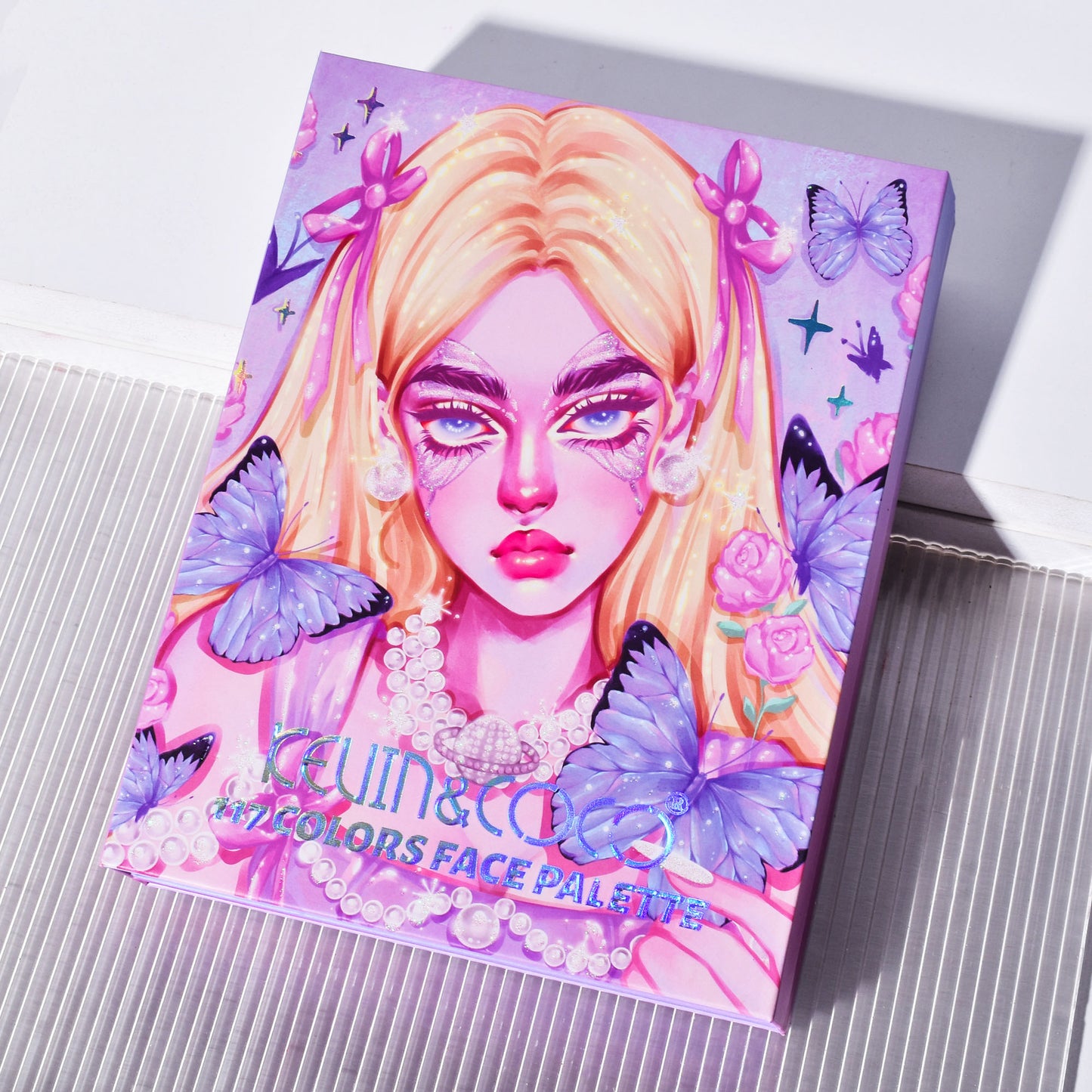 KEVIN & COCO117 color eyeshadow disc, four-layer rotating disc bead matte earth color, blush highlight multi-purpose disc
