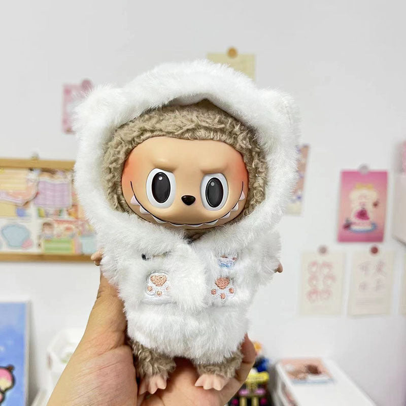 17Cm blind box rabub for stylish zipper shirt cool zipper sweater labubu pendant clothes cute