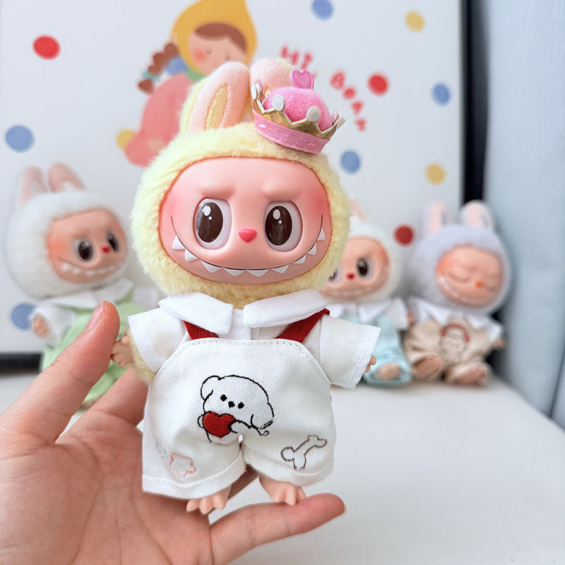 First and second generation keychain Labubu clothes pendant Labubu baby clothes cat puppy fish overalls set cute