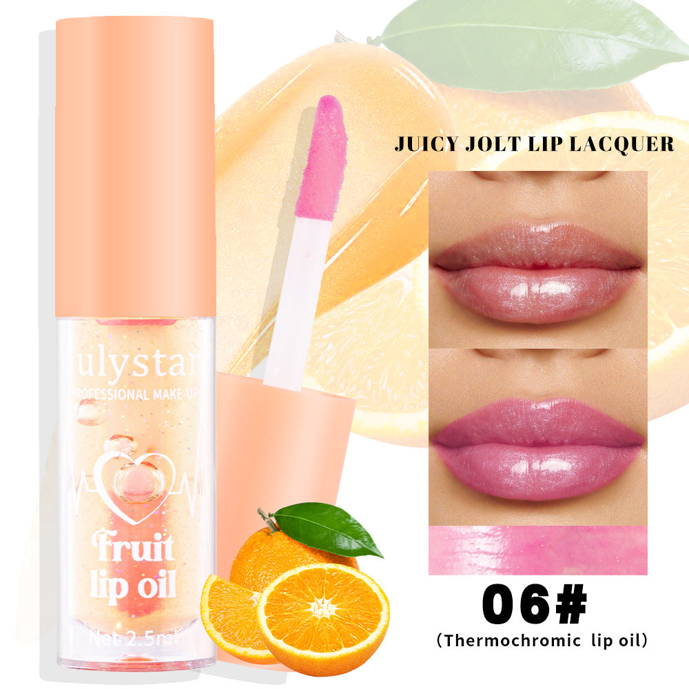 Julystar 20 Color Fruit Lip Glaze Water Light Transparent Moisturizing Moisturizing Temperature Variable Pearlescent Lip Oil