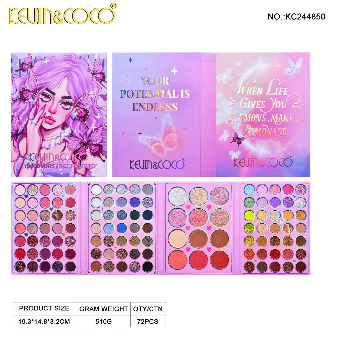 105-Color eyeshadow disc, four-layer folded model, beaded matte eyeshadow-highlight blush integrated disc