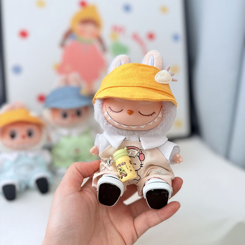 First and second generation keychain Labubu clothes pendant Labubu baby clothes cat puppy fish overalls set cute