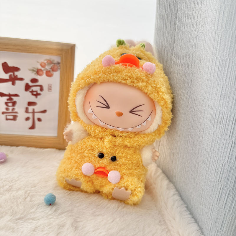 17Cm Labubuwa clothes LABUBU blind box sitting party one two three generations cute cloud velvet three eyes cute