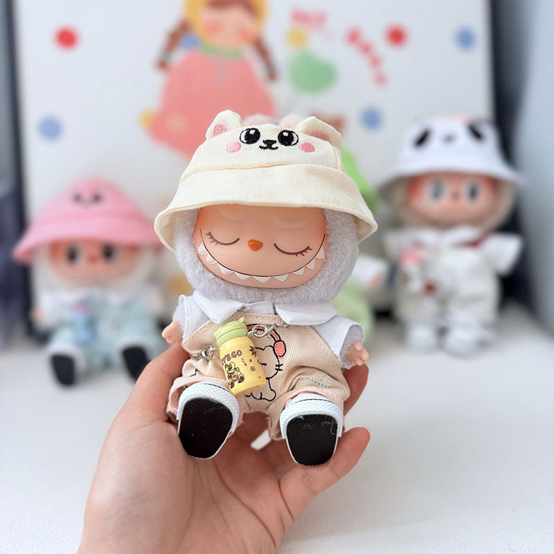 First and second generation keychain Labubu clothes pendant Labubu baby clothes cat puppy fish overalls set cute