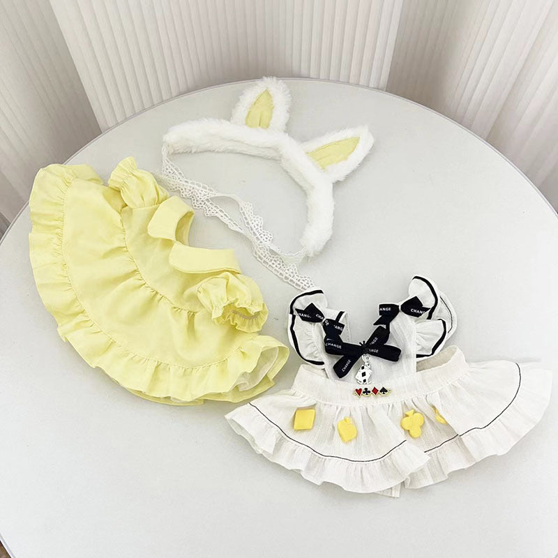 38Cm rabub vinyl plush doll clothes for rabbit ears Alice skirt labubu doll skirt cute