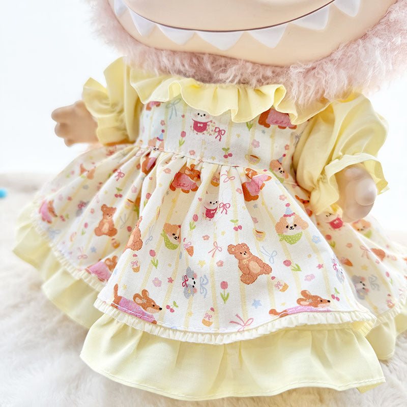 38Cm Labubu plush doll dress for Labubu doll baby dress sweetheart small animal yellow dress