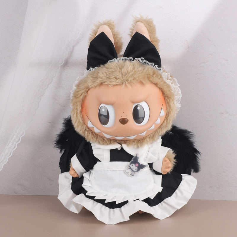38Cm Labubu vinyl plush doll clothes for Labubu doll clothes striped animal shirt set cute