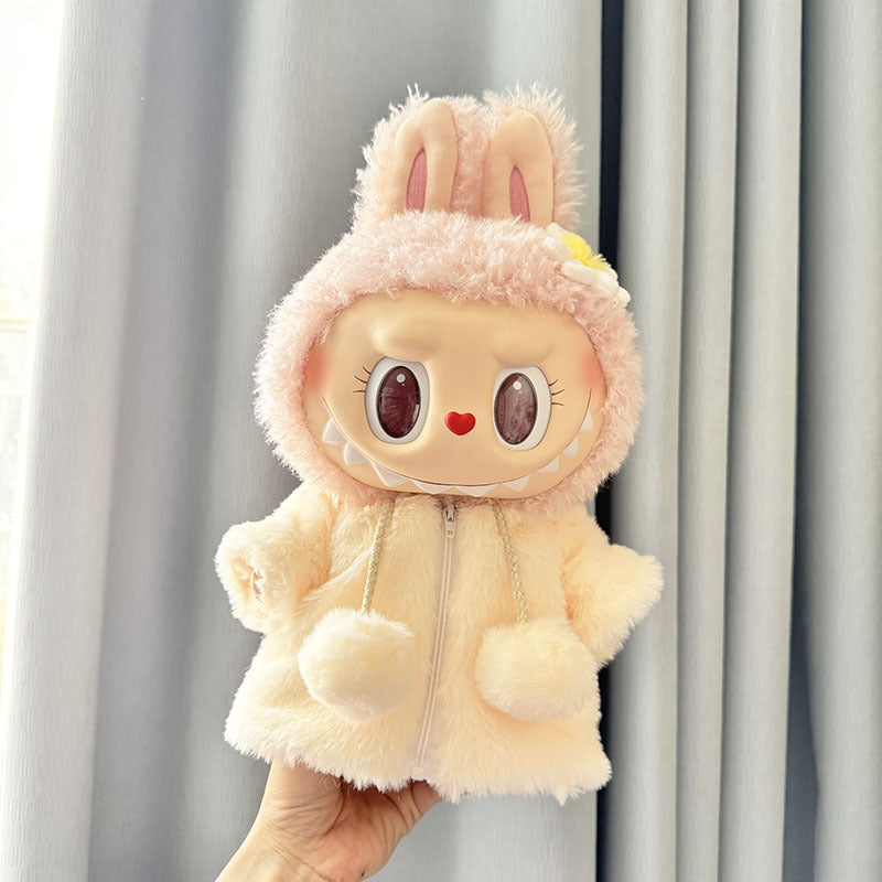 38Cm Labubu plush doll clothes for Labubu doll MOKOKO sweetheart circle rabbit coat cute