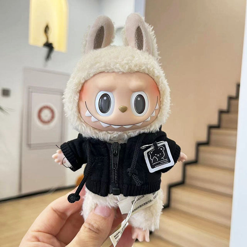 17Cm blind box rabub for stylish zipper shirt cool zipper sweater labubu pendant clothes cute