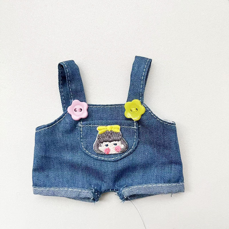 17Cm blind box rabub for small blue-gray rhombus grid sweater set labubu pendant clothes are cute and cute