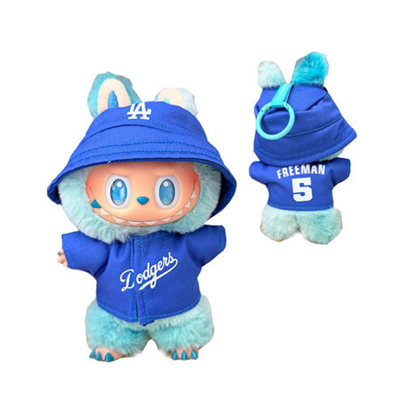 The first, second and third generation Labubu clothes pendant Labubu sitting baby clothes LA baseball sports suit is trendy and cute
