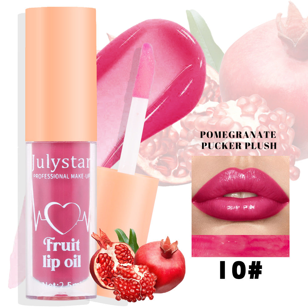 Julystar 20 Color Fruit Lip Glaze Water Light Transparent Moisturizing Moisturizing Temperature Variable Pearlescent Lip Oil