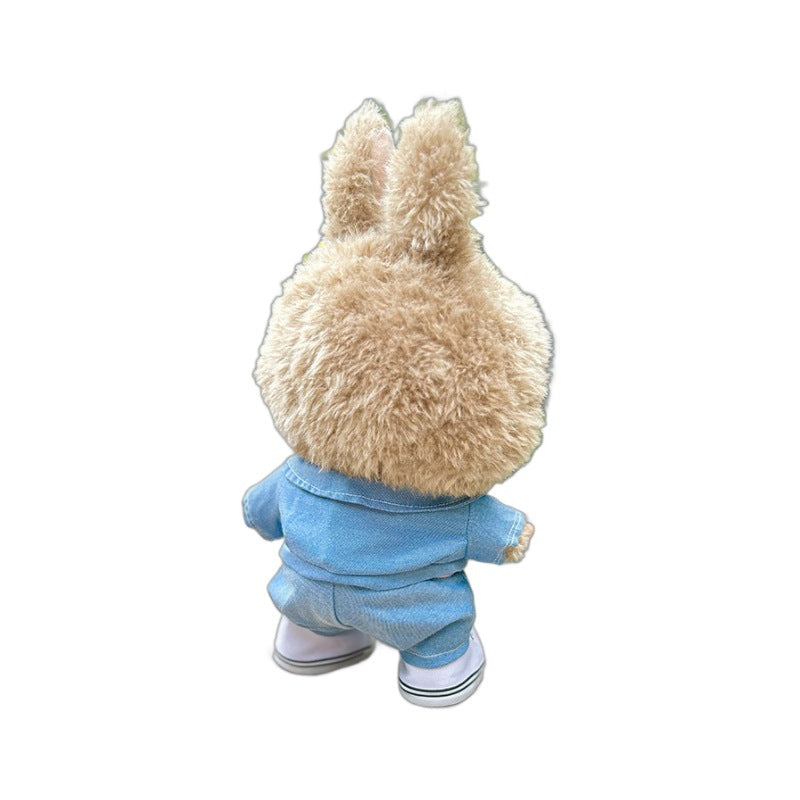38Cm Labubu vinyl plush doll clothes for Labubu doll clothes double button denim shirt set cute