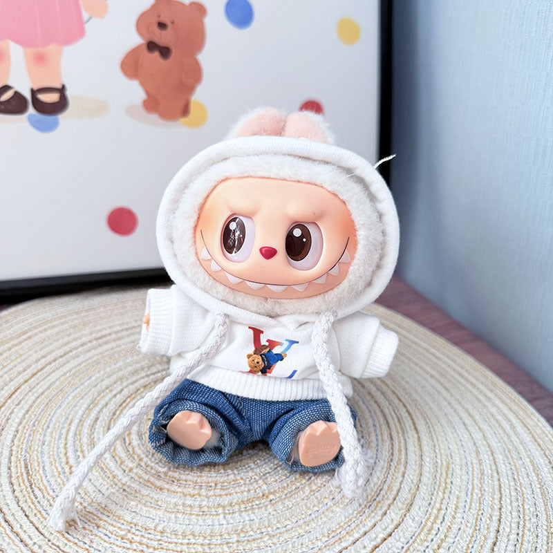 The first, second and third generation keychain Labubu clothes pendant Labubu baby clothes trendy hooded sweater set is cute.