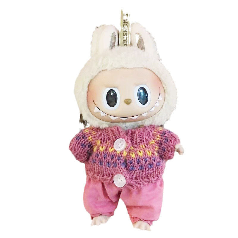 15Cm blind box rabub casual satchel set macaron labubu pendant doll nightdress set cute