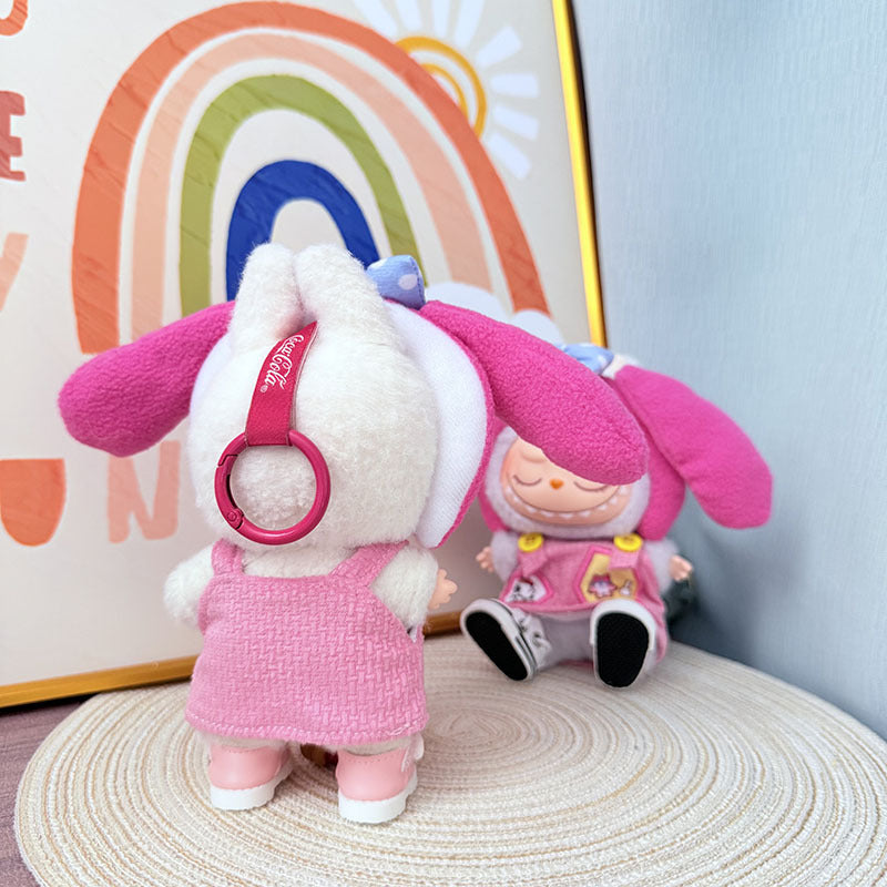 The first, second and third generation Labubu clothes pendant Labubu sitting party baby clothes big ears pink princess suit is cute