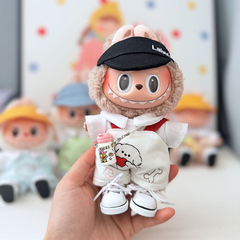 First and second generation keychain Labubu clothes pendant Labubu baby clothes cat puppy fish overalls set cute