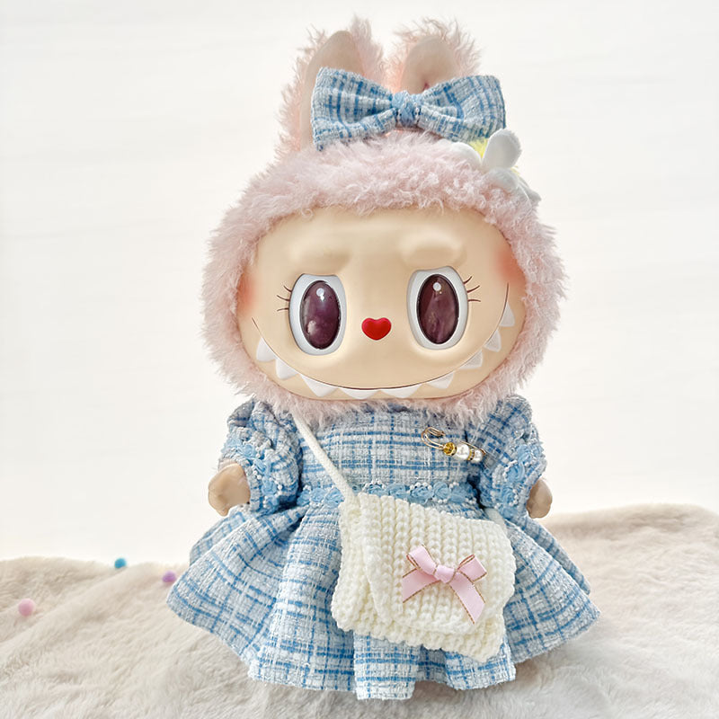 38Cm Labubu plush doll clothes for Labubu sweetheart doll baby clothes pearl small fragrant skirt set