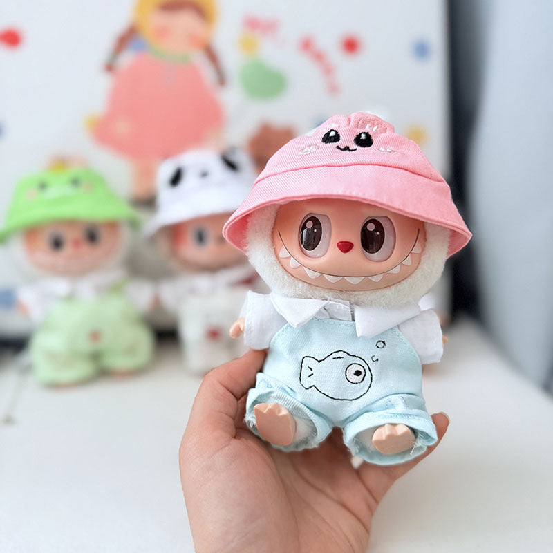 First and second generation keychain Labubu clothes pendant Labubu baby clothes cat puppy fish overalls set cute