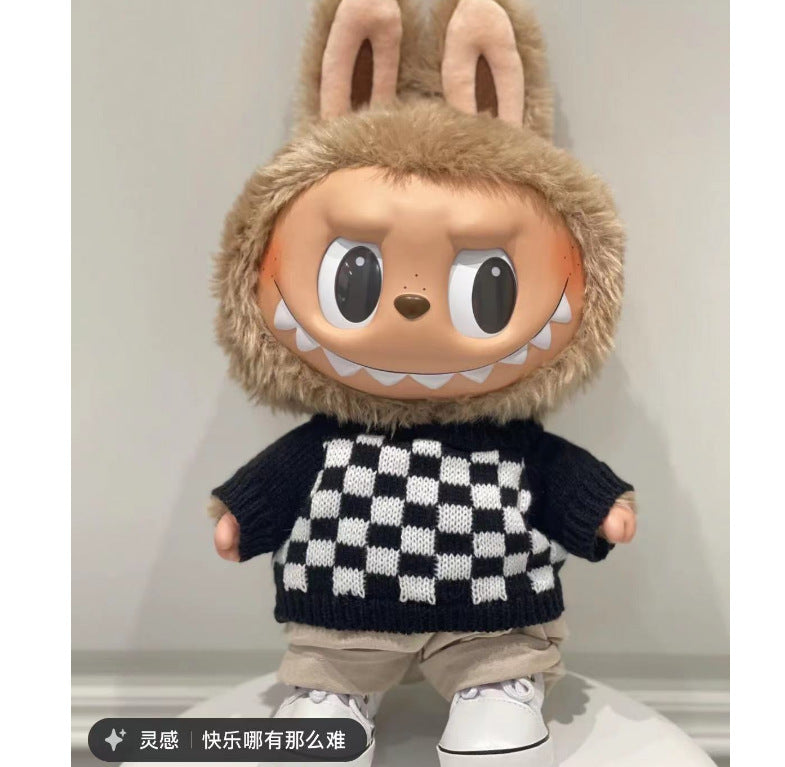 38Cm Labubu vinyl plush doll clothes for Labubu doll clothes striped animal shirt set cute