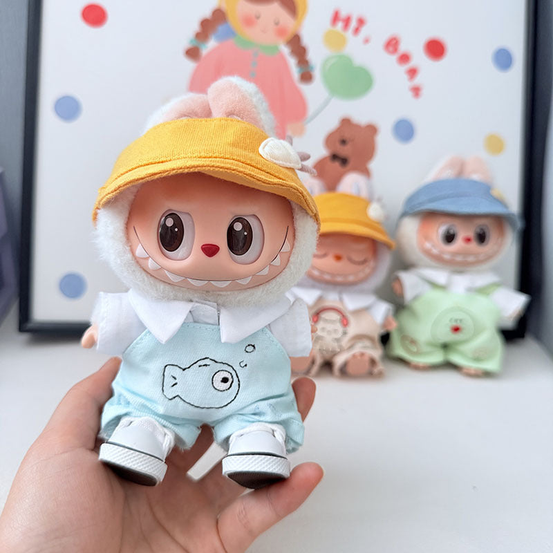 First and second generation keychain Labubu clothes pendant Labubu baby clothes cat puppy fish overalls set cute
