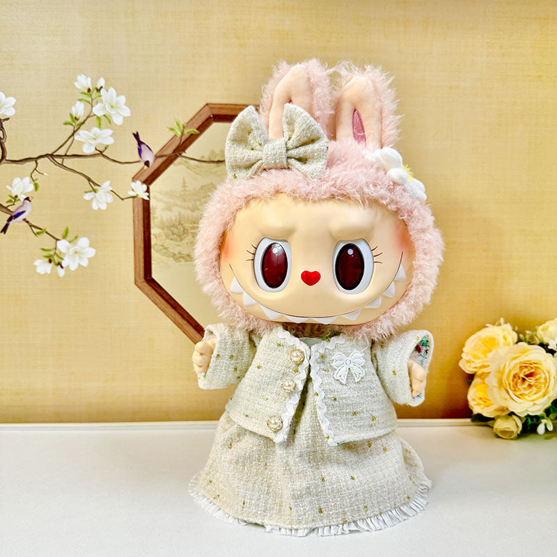 38Cm Labubu plush doll clothes for Labubu doll clothes MOKOKO sweetheart powder fragrant style set
