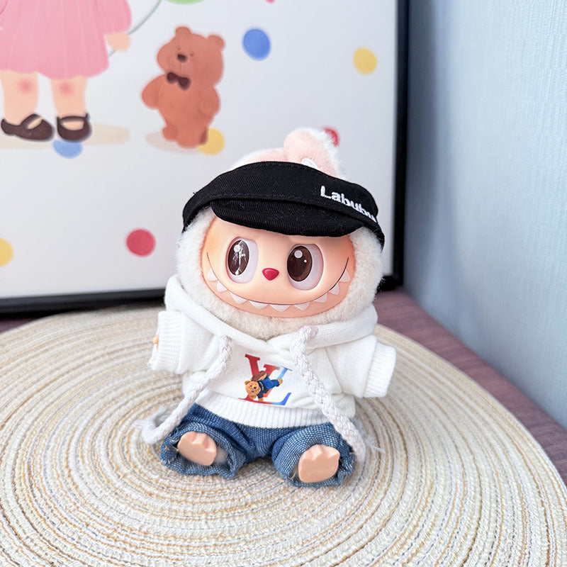 The first, second and third generation keychain Labubu clothes pendant Labubu baby clothes trendy hooded sweater set is cute.
