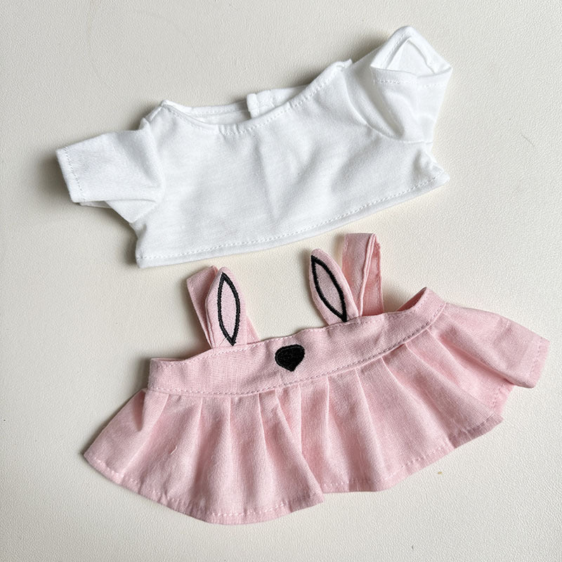 38Cm Labubu plush doll clothes Labubu doll MOKOKO Lei Feng coat rabbit ear strap skirt set
