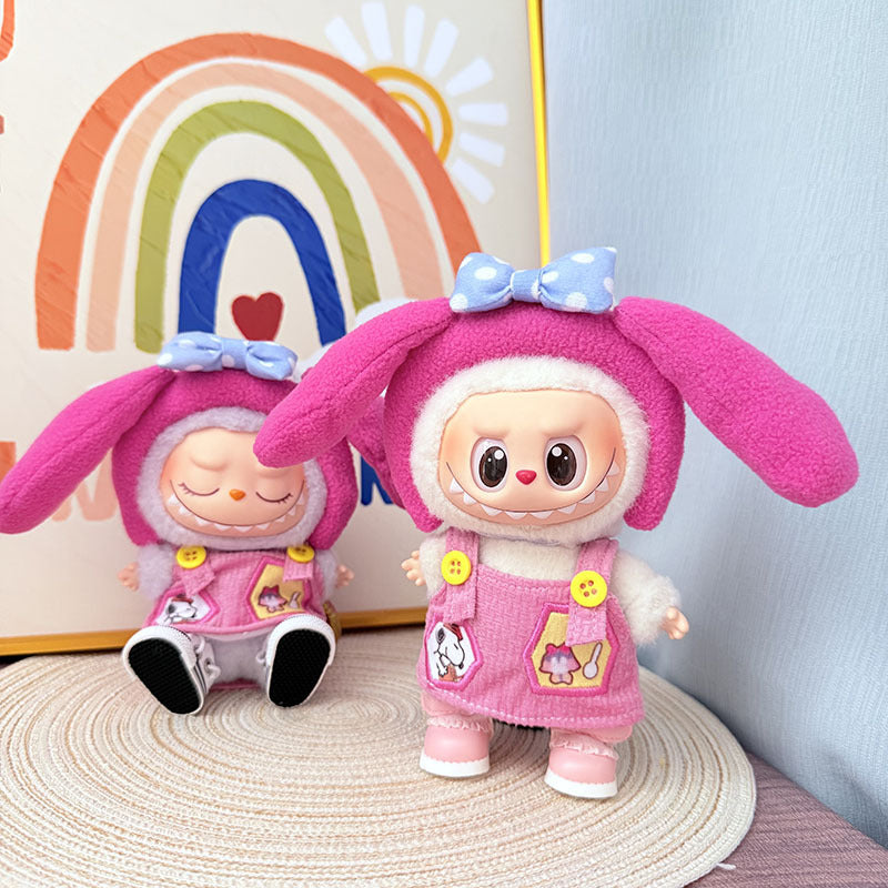 The first, second and third generation Labubu clothes pendant Labubu sitting party baby clothes big ears pink princess suit is cute
